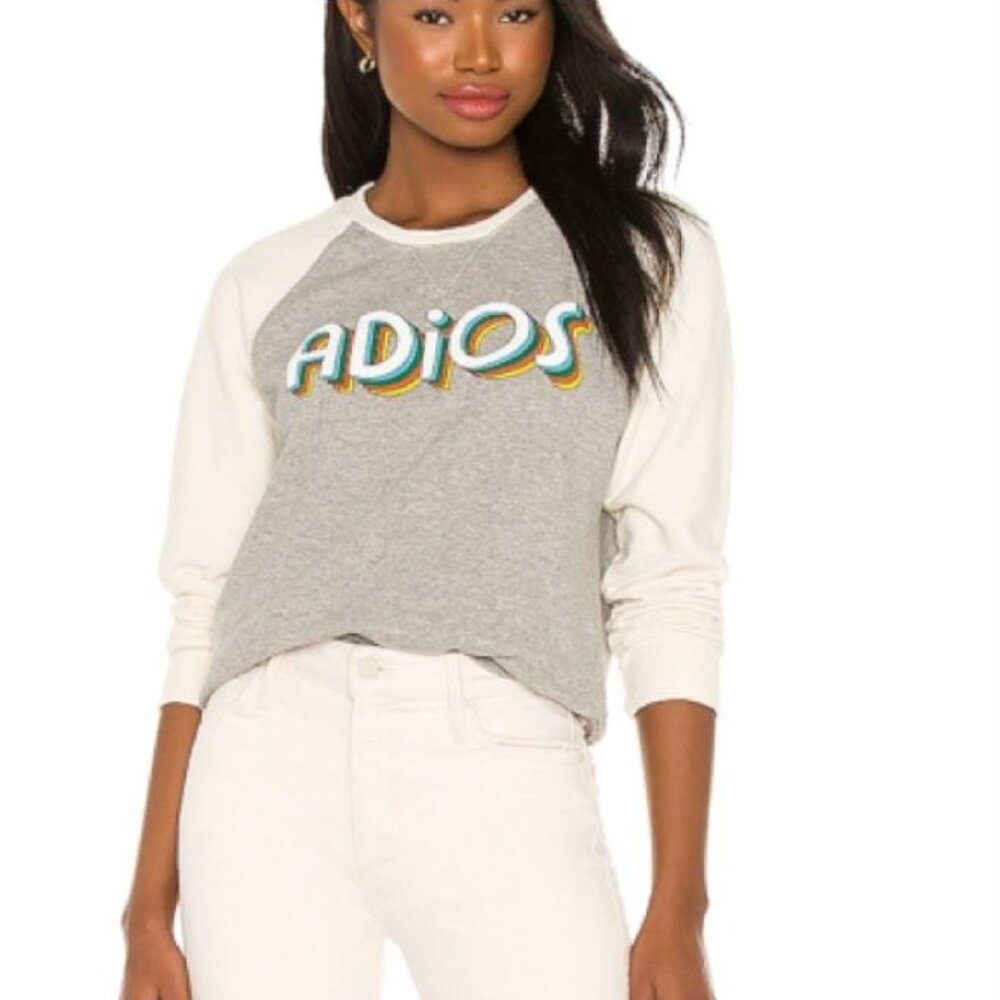 Mother Square Adios Graphic Raglan Sweatshirt Crewneck Cotton Sz S
